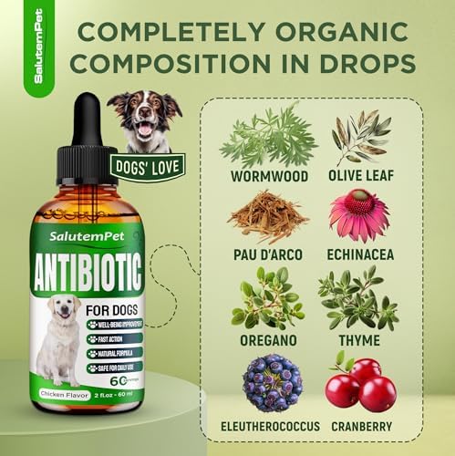Dog Antibiotics | Natural Antibiotics for Dogs to Help with Infections, Cough, Allergies | Dog UTI Treatment for All Breeds | Puppy & Dog Itch Relief | No GMOs | 2 Oz