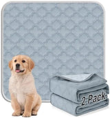 Washable Pee Pads for Dogs - 2 Pack Reusable Pee Pads with Dog Paw Shape Non-Slip Backing (Light Grey, 36" X 36")