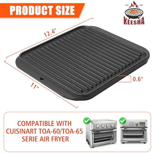 KEESHA Toaster Oven Tray for Cuisinart Air Fryer Tray Replacement, Premium Cast Iron Air Fryer Pans for Cuisinart TOA-060 and TOA-065