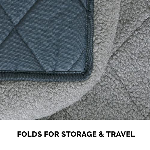 Furhaven Dog Bed for Extra Small Dogs & Indoor Cats, 100% Washable, Sized to Fit Crates - Sherpa Fleece Bolster Crate Pad - Gray, Extra Small (Pack of 2)