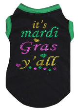 Petitebella It's Mardi Gras Y'all Puppy Dog Shirt (Black, Large)