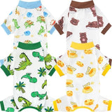 XPUDAC 4 Pack Dog Pajamas for Small Dogs, Puppy Clothes for Boy Girl Strechy Soft Pet Jumpsuit, Cat Onesie (Medium)