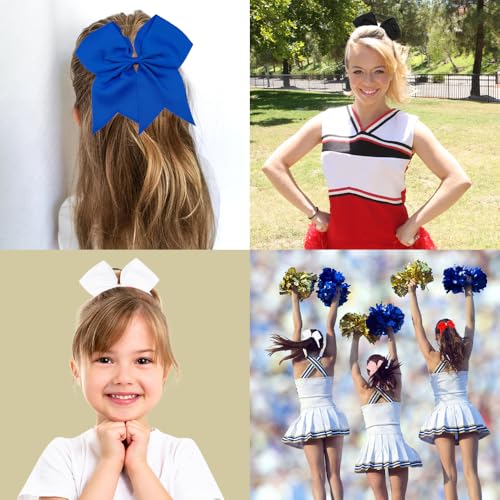 Pink Cheer Bows, White Cheer Bow, Red Cheer Bow, Black Cheer Bow, Blue Cheer bow, Cheerleading Bows, Cheer Bows for Cheerleaders, 10 Pcs 8 Inch Bow Hair Accessories, Cheerleader Bow