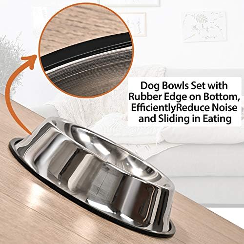 2Packs Stainless Steel Dog Bowl with Anti-Skid Rubber Base for Small/Medium/Large Pet, Perfect Dish, Pets Feeder Bowl and Water Bowl Perfect Choice for Dog Puppy Cat and Kitten (40oz)