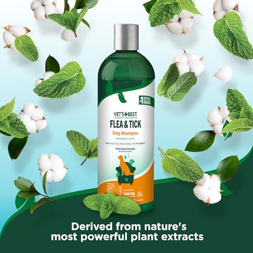 Vet’s Best Flea and Tick Advanced Strength Dog Shampoo - Dog Flea and Tick Treatment - Plant-Based Formula - Certified Natural Oils - 12 oz
