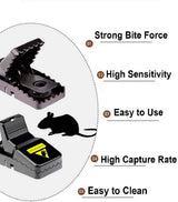 Mouse Trap, Small Mice Trap Indoor Quick Effective Sanitary Safe Mouse Catcher for Family and Pet - 12 Pack Black, M01-12Pack