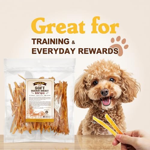 Gootoe Chicken Breast Jerky Strips Dog Treats – All Natural, Hypoallergenic & Grain-Free, High-Protein, Healthy & Easily Digestible, Soft Texture, Resealable 1 lb Value Bag (Pack of 1)