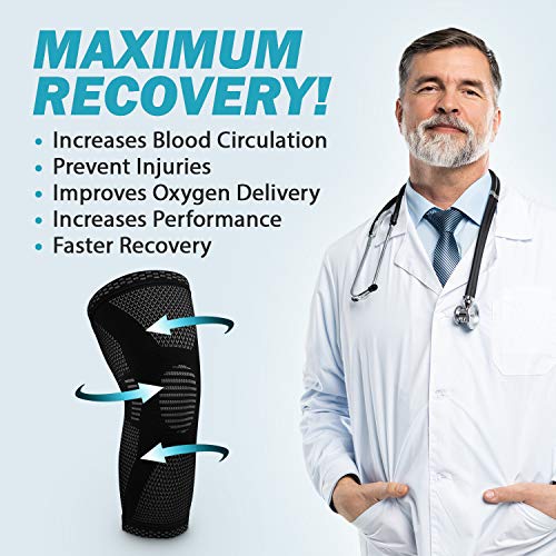 POWERLIX Leg Sleeve - Best Knee Brace for Leg Pain for Men & Women Knee Support for Running, Basketball, Volleyball, Weightlifting, Gym, Workout, Sports Please Check Sizing Chart