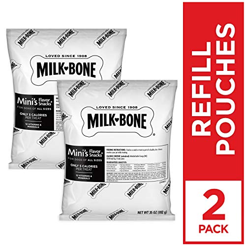 Milk-Bone Mini's Flavor Snacks Dog Treats, 35 Ounce Refill Packs (Pack of 2) Crunchy Texture Helps Reduce Tartar