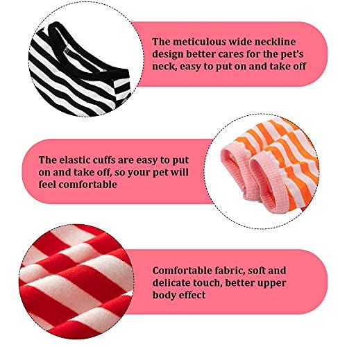 Geyoga 6 Pieces Dog T-Shirt Striped Cotton Breathable Spring Pet Apparel Colorful Soft Puppy Sweatshirt Clothes for Small to Medium Dogs Puppy(Light Color,M)