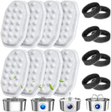 16 Pack Cat Water Fountain Filters Replacement & Pre-Filter Sponges for 108oz/3.2 Stainless Steel Pet Water Fountain with Water Level Window