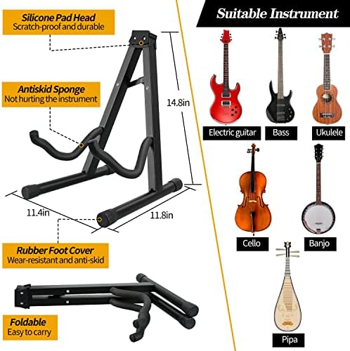 3pcs Guitar Accessories Kit, Guitar Gig Bag + Folding Guitar Stand + Adjustable Guitar Strap, for Acoustic Classical Guitar Bass Guitar