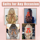 Large Double Hair Bows 2 PCS Satin Ribbon Bow for Women,Hair Bows for Women,Hair Ribbons,Oversized Long-tail Cute Aesthetic Hair Accessories,Large Hair Barrettes for Women（ Black,White）