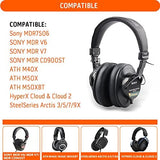 Replacement for Sony MDR 7506 Earpads Cushions, Noise Isolation Over Ear Headphone Pads Fit for Sony MDR V6/ MDR V7/ MDR-CD900ST, Soft Protein Leather Easy Installation (Black)