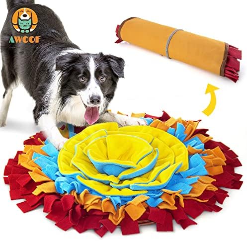 Pet Snuffle Mat for Dogs, Interactive Feed Game for Boredom, Encourages Natural Foraging Skills for Cats Dogs Bowl Travel Use, Dog Treat Dispenser Indoor Outdoor Stress Relief (red)