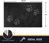 PURRUGS Dirt Trapper Door Mat 24" x 35.5", Non-Skid/Slip Machine Washable Microfiber Entrance Rug, Shoes Scraper, Dog Doormat, Super Absorbent Floor Mat for Muddy Wet Shoes and Paws, Charcoal