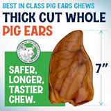 Whole Pig Ears for Dogs Large - 6 Pack Long Lasting Dog Chews – One Ingredient Delicious All Natural Flavor – Easy to Digest Dog Treats for Large Dogs - Great for Teeth and Gums