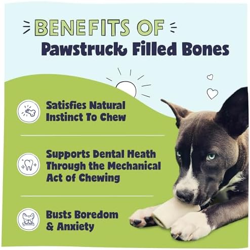 Pawstruck Small 3" Filled Dog Bones, Peanut Butter Flavor - Made in USA Long Lasting Stuffed Femur for Aggressive Chewers Dental Treat - Pack of 10 - Packaging May Vary