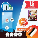 16Pack - Clear Wall & Door Protector from Dog Scratching - Anti Cat Couch Guard Plastic Sheets, Furniture Self-Adhesive Removable Sticky Tape, Transparent Thick Sofa Scratch Deterrent Frame Cover Film