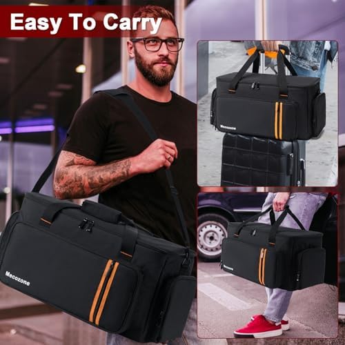 DJ Gig Bag with 8 Detachable Dividers, DJ Cables Bag with 15.6'' Laptop Sleeve, Large Capacity Travel Musicians Gig Bag for DJ Gear, Music Equipment&Accessories, Black