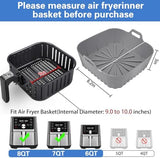 2 PCS Silicone Air Fryer Liners 9 Inch Square Easy Cleaning Airfryer Silicone Liners for 6-9 QT Frying Basket, Heat Resistant Reusable Ninja Air Fryer Accessories (Grey+Green)