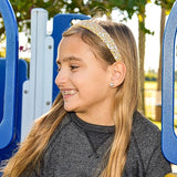 FROG SAC Glitter Headbands for Girls, Gold, Hair Accessories for Little Girl, Sparkly Wide Yellow Hair Band for Kids, Cute Alice Headband for Toddler Children, Thick Sparkle Bling Hairband
