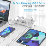 Desk Clamp Power Strip Tall, 40W Fast Charging Station,Desk Mount Desk Shelf with 6 Outlets 6USB Ports (2USB C), 10Ft Extension Cord Desk Accessories Home Office Essentials, Fit 2.48" Tabletop Edge