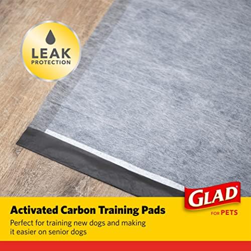 Glad for Pets Black Charcoal Puppy Pads 23" x 23" AllinOne Puppy Potty Training Pads That ABSORB & NEUTRALIZE Urine Instantly New & Improved Quality Puppy Pee Pads, (Pack of 1, 100 Count Total)