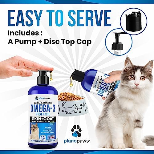 Omega 3 Fish Oil for Cats - Better Than Salmon Oil - Kitten & Cat Vitamins and Supplements - Cat Dandruff Treatment - Liquid Fish Oil for Pets - Shedding Support - Cat Health Supplies for All Ages