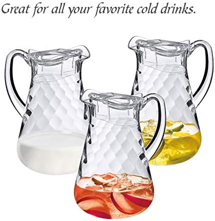 Amazing Abby - Droply Whirly - Plastic Pitcher (64 oz, 2 Quart), Clear Water Pitcher with Lid, Fridge Jug, BPA-Free, Shatter-Proof, Great for Iced Tea, Sangria, Lemonade, Juice, Milk, and More