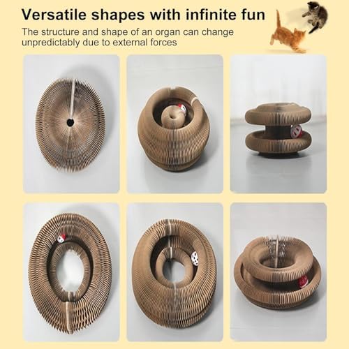 2PC Cat Toy, Magic Organ Cat Scratch Board Foldable Cat Accordion Toy, Cardboard Cat Toys, Interactive Scratch Pad Cat Toy with Toy Bell Ball (2pc)