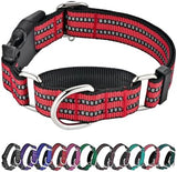 Hikiko Martingale Dog Collars Reflective Nylon Dog Collar with Quick Release Buckle Adjustable Training No Slip Dog Collar (X-Small, Red)