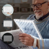 Magnifying Glass for Reading, 10"x 6" Large Lightweight Magnifier with 50 Bright LED Lights Provide Full Book Page Viewing Area Evenly Lit Perfect for Low Vision Person and Seniors Silver