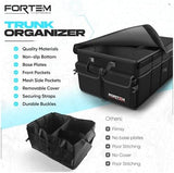 FORTEM Car Trunk Organizer, Collapsible Multi Compartment SUV Organizer, Foldable Storage for Car Accessories for Women Men, 600D Oxford, Non Slip Bottom, Securing Straps, Soft Cover (50L)