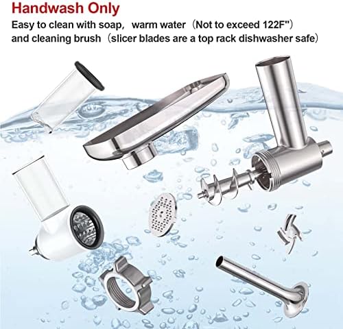 Gvode Meat Grinder and Cheese Grater Attachment for KitchenAid Stand Mixer, Slicer Shredder & Meat Grinder with Sausage Stuffer, 2 Pcs Accessories and Attachments for Kitchen aid