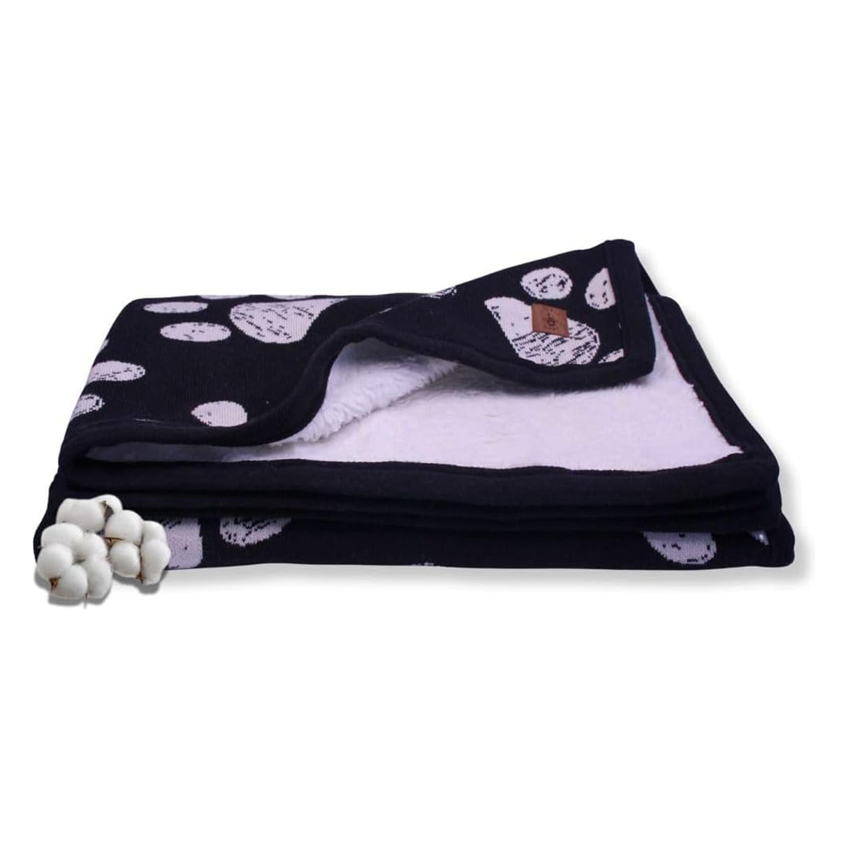 Baby & Pet Blanket 100% Cotton with Sherpa Fleece – Soft Stroller & Cuddle Blanket for Baby, Dog & Cat – Breathable, Hypoallergenic, Washable – 76×96 cm All-Season Blanket Black