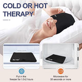 Migraine Relief Gel Ice Head Wrap, Hot and Cold Therapy Headache Relief Hat, Migraine Cap for Puffy Eyes, Headache Eyes Mask for Sinus, Tension and Stress Relief (Black & Blue)