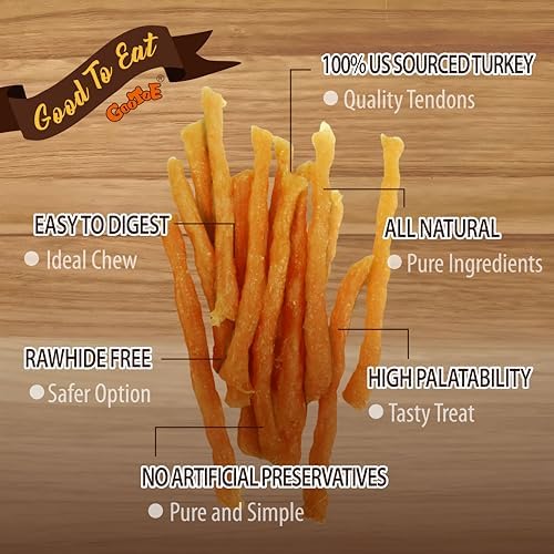 Gootoe Soft Turkey Tendon Dog Treat– Natural Chewy Snack, 100% USA-Sourced, Premium Training Chew, Reseal Value Bag, Ideal for Small & Senior Dogs, Soft Strip with Pumpkin Jumbo Pack, 1 lb (Pack of 1)