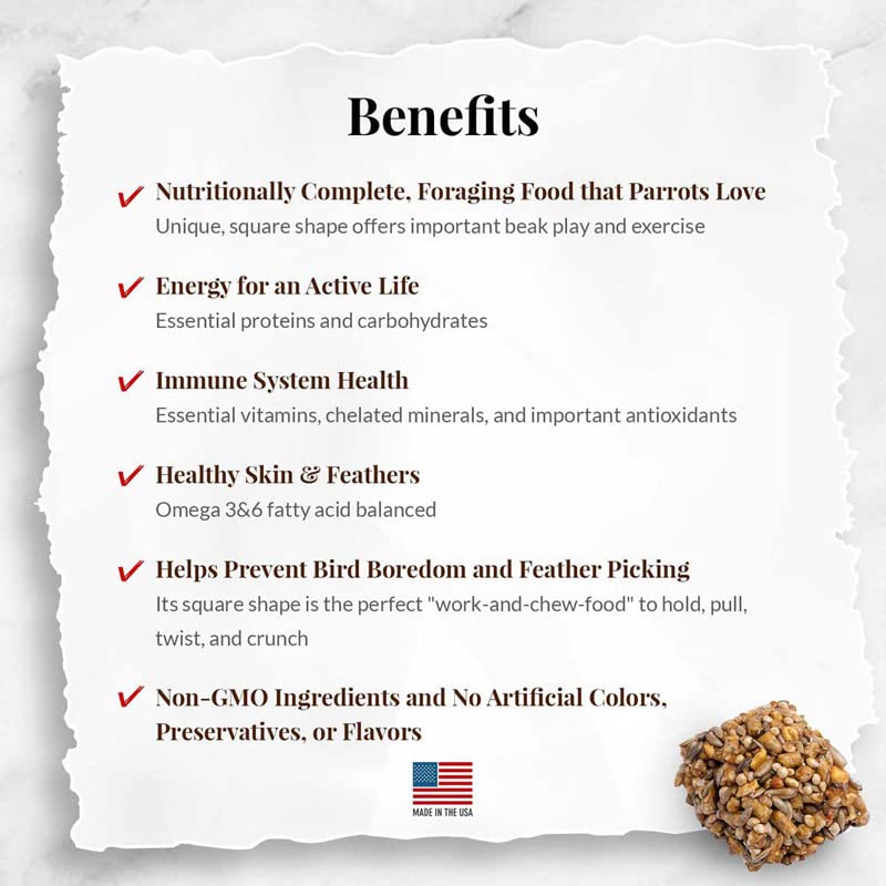 LAFEBER'S Classic Avi-Cakes Pet Bird Food, Made with Non-GMO and Human-Grade Ingredients, for Parrots (12 oz Pack of 2)