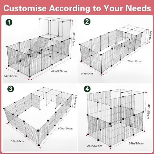 24 Panels Small Animal Playpen,Pet Playpen,C&C Cage for Guinea Pigs,Puppy Play Pen,Bunny Playpen,Indoor Outdoor Portable Metal Wire Yard Fence with Waterproof Mat