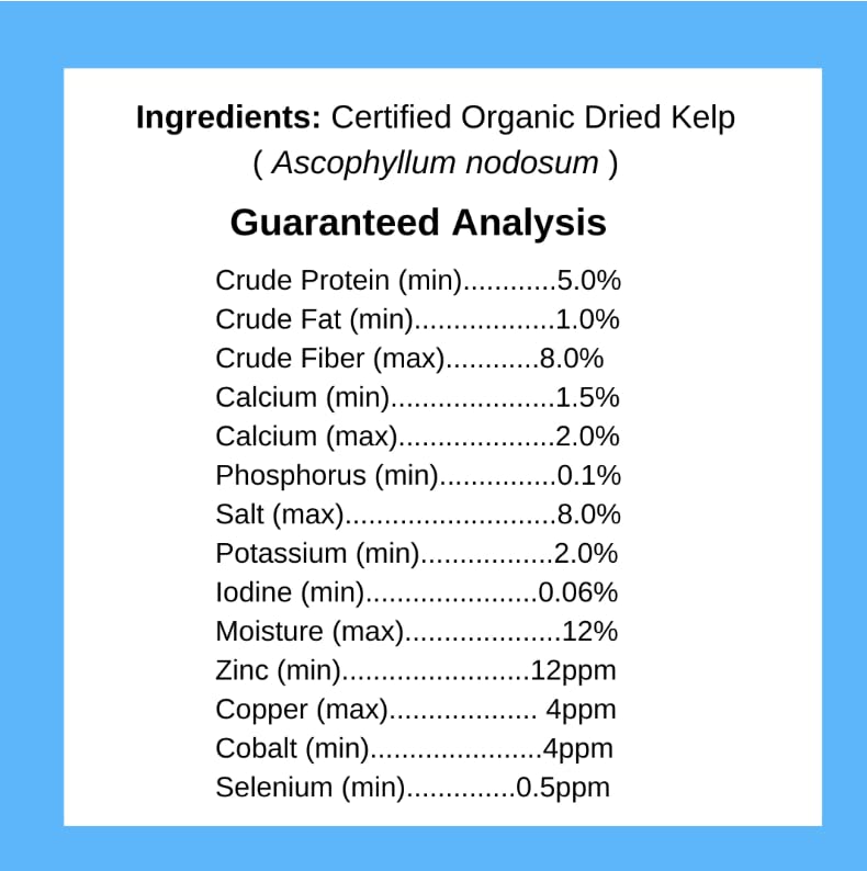 Organic Kelp Powder for Dogs, Dried Sea Kelp Supplement for Thyroid Function, Dental Health, Immune Support, Digestion, Skin & Coat - Iodine Rich - Multivitamin for Cats & Dogs 16oz - Made in USA