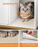 Feandrea Litter Box Enclosure, Modern Cat Litter Box Furniture Hidden, with Scratching Mat, Tall Legs, Cat House, Side End Table, 31.5 x 19.7 x 21.7 Inches, White and Gold UPCL007W01