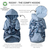 Pet Passion Rocky – The Original Lightweight Hooded Tee 100% Organic Cotton Dog Hoodie Pet Coat Sweater for All Sized Dogs, Original Navy Half Camo, Medium (20-45 lbs)