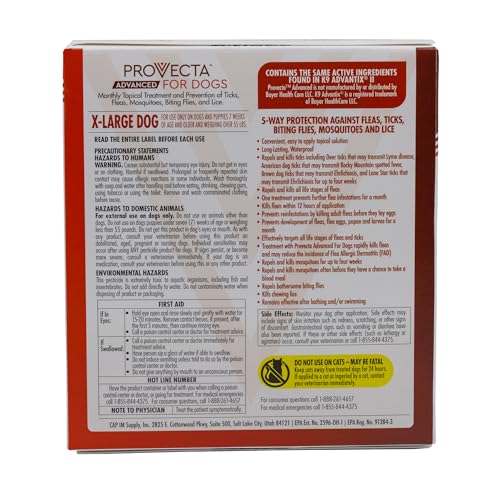 Provecta® Advanced for Extra Large Dogs (Over 55 lbs) Flea and Tick Topical Treatment, 4-Month Supply
