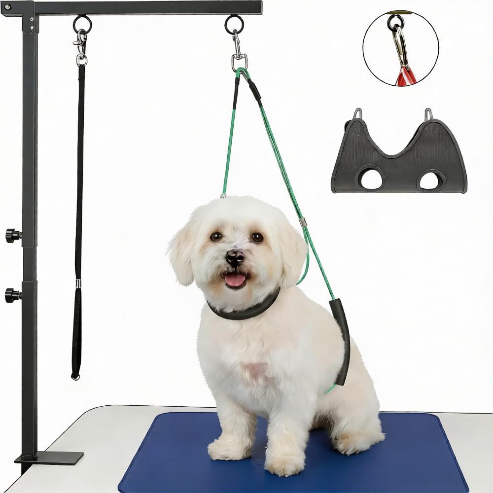 FANXSVL Dog Grooming Arm Kit 26"-40" Height with Harness & Hammock Sling for Small Dogs, Pet Grooming Table Accessory for Nail Trimming, Bathing, Dog Grooming Supplies.