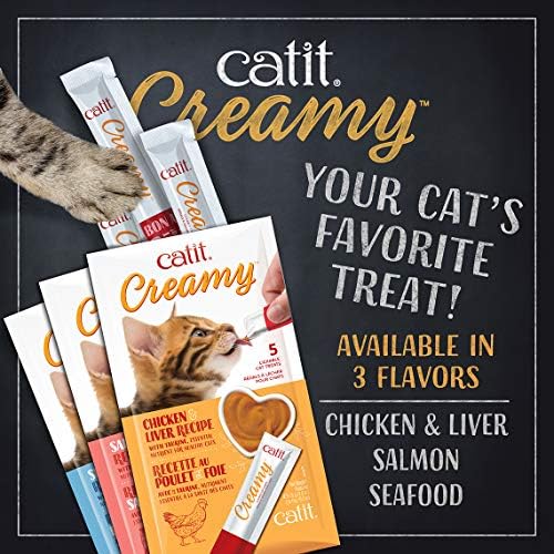 Catit Creamy Lickable Cat Treat, Healthy Cat Treat, Assortment, 15 Count