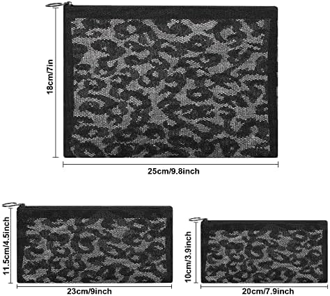 12 Pieces Zipper Nylon Mesh Pouch, Mesh Cosmetic Bags Makeup Bags Pencil Case, Multipurpose Travel Bags for Cosmetic School Office Supplies and Travel Accessories (Black Lace, Assorted Sizes)