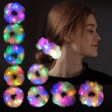 Light Up Scrunchies, Double-layer LED Scrunchy Colorful Hair Ties Glow in the Dark Party Supplies Glow Sticks Party Favor Festival Rave Accessories for Girls & Women Neon Party (9PCS-Multi-color)