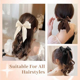 Yougeigy 6PCS Bow Hair Ties, Satin Hair Ribbon, Ribbon Hair Bows for Women Girls, Elastics Hair Scrunchies for Thick Thin Hair, Bows Hair Accessories for Valentine's Day