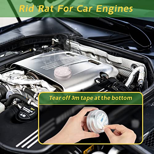 Rodent Repellent for Car Engines, Natural Peppermint Oil to Repel Mice and Rats with 3M Tape, Easy-to-Use, Keep Rodents out of Car, Rat Repellent, Mouse Repellent under Hood for Car, House, RV, 2 Pack